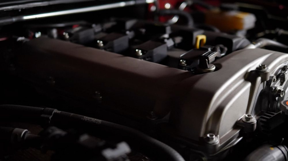 Close-up of an engine in the bay